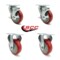 Service Caster 4 Inch Red Polyurethane Swivel Top Plate Caster Set with 2 Brakes 2 Rigid SCC SCC-20S414-PPUB-RED-TLB-2-R414-2 - alternate 3